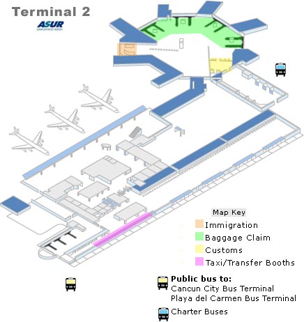 Cancun Airport Cancun Airport Transportation Blog   Cancun Airport Map Terminal 2 Arrivals 